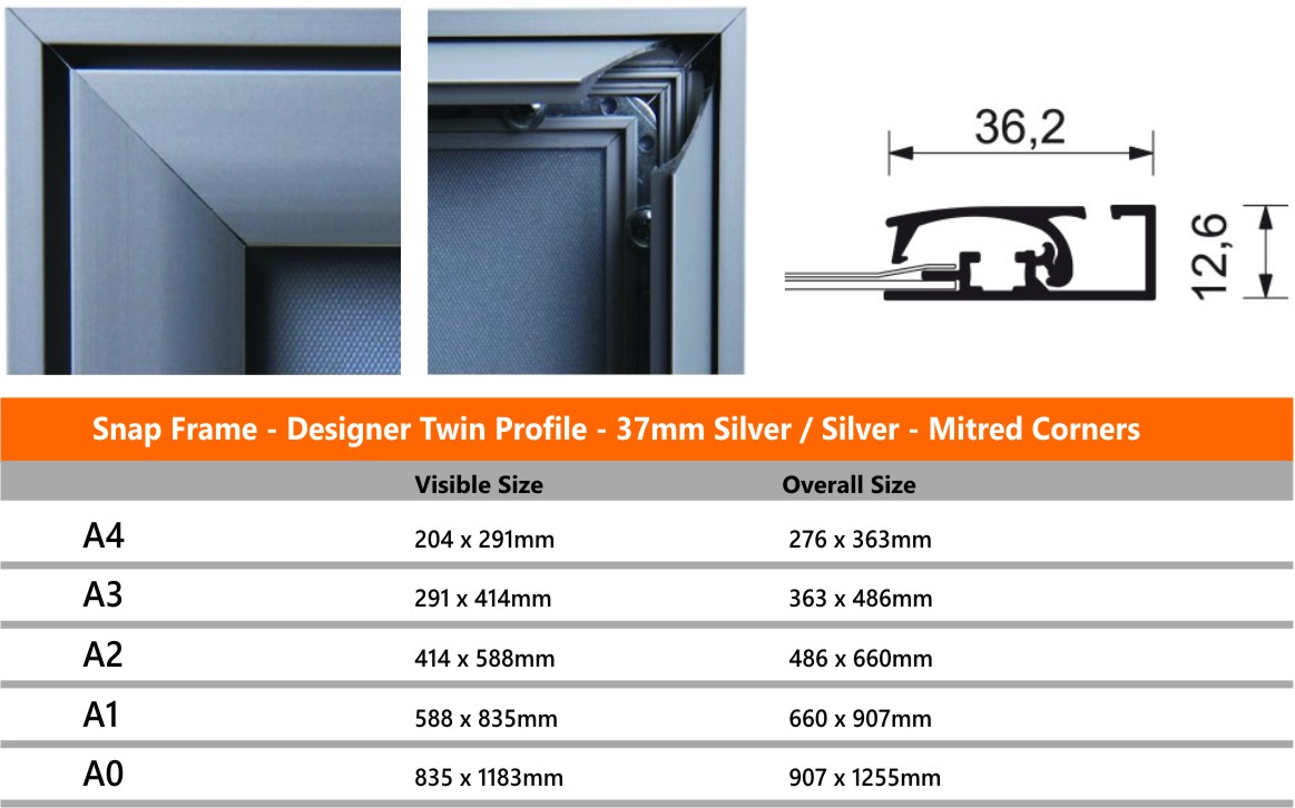 Designer Snap Frames Silver / Silver 37mm Profile